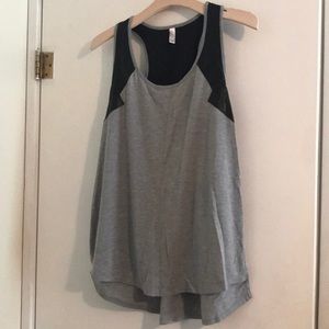 Grey and Black leather tank top